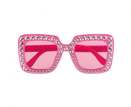 Okulary Bling różowe z błyszczącymi kryształkami impreza karnawał