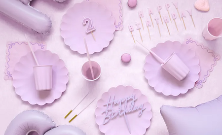 ŚWIECZKI URODZINOWE GŁADKIE FIOLET 14 CM 12 SZT