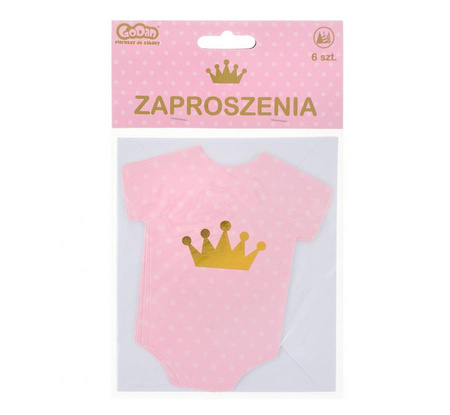 Zaproszenia urodzinowe Little girl różowe 6 szt. baby shower urodziny