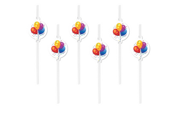 SŁOMKI PROSTE URODZINOWE BALONIKI 6 SZT