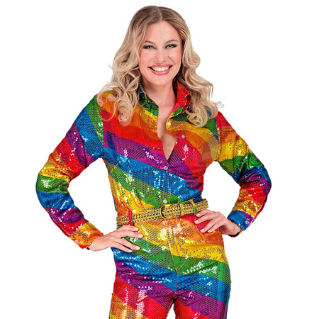 KOSZULA DAMSKA CEKINOWA TĘCZOWA 