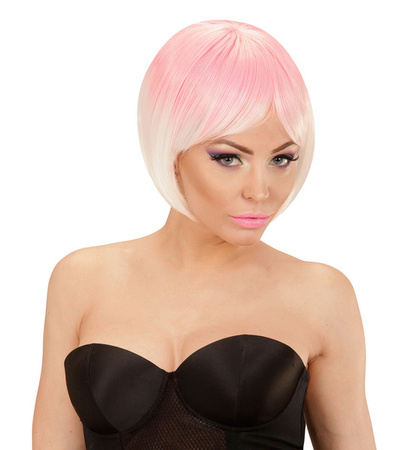 PERUKA DAMSKA SOMBRE BOB RÓŻOWA BIAŁA