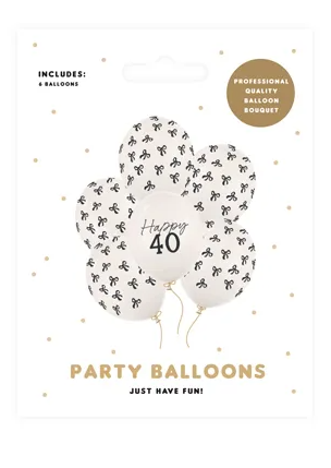 BALONY LATEKSOWE GLAMOUR 40 HAPPY BIRTHDAY 30 CM 6 SZT