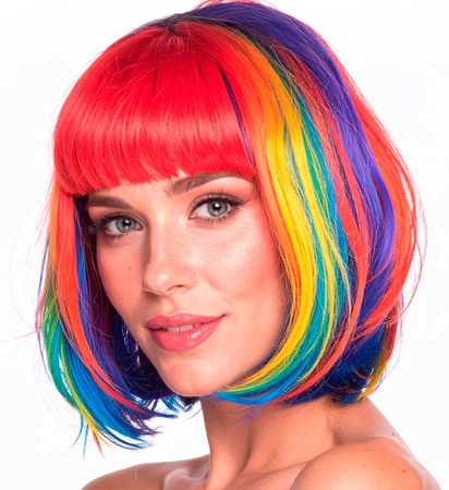PERUKA WŁOSY BOB TĘCZOWY