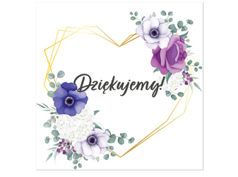 NAKLEJKA NA PUDEŁKO Z KOPERTAMI FIOLETOWE KWIATY