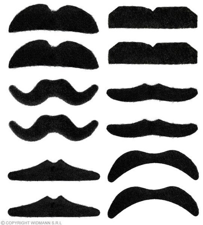 ZESTAW WĄSY CZARNE 12 SZT.