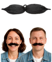 WĄSY REGULOWANE CZARNE RETRO