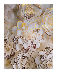 TORBA PREZENTOWA SZARO-ZŁOTA KWIATY 26X32X10 CM