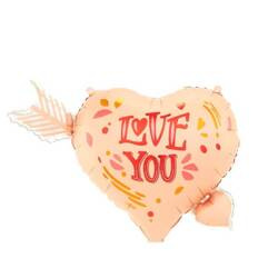 BALON FOLIOWY SERCE ZE STRZAŁĄ 69x54 CM