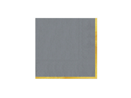 SERWETKI PAPIEROWE SZARE ZE ZŁOTYM OBRAMOWANIEM 33X33 CM 10 SZT