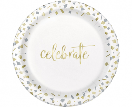 Talerzyki Gold Confetti Celebrate 23 cm 10 szt.