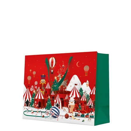 TORBA PREZENTOWA DZIADEK DO ORZECHÓW MIASTECZKO 33 X 26 X 13 CM 