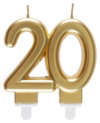 ŚWIECZKA URODZINOWA CYFRA 20 ZŁOTA
