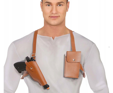 KABURA BRĄZOWA NA RAMIĘ Z PISTOLETEM