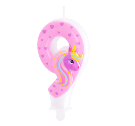 ŚWIECZKA NA TORT JEDNOROŻEC CYFRA 9