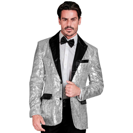 MĘSKA MARYNARKA CEKINOWA SREBRNA WSTAWKI