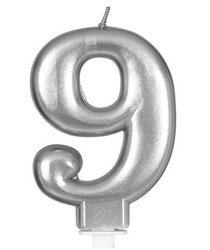 ŚWIECZKA URODZINOWA 9 SREBRNA