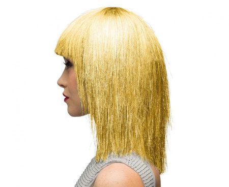 Peruka złota z grzywką włosy półdługie