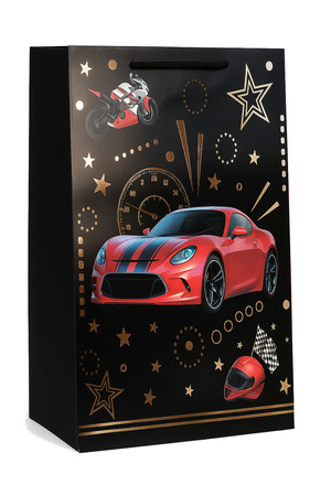 TORBA PREZENTOWA CZERWONY SAMOCHÓD 30X42X20 CM