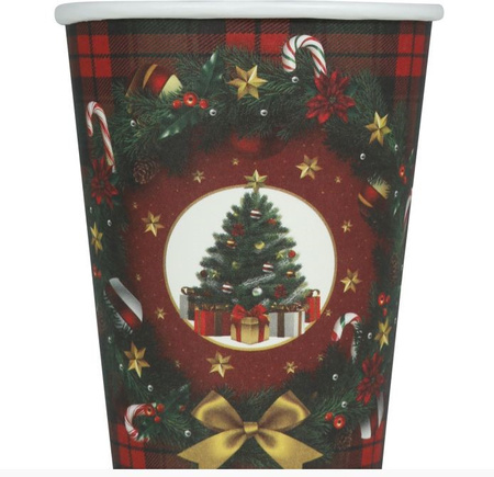 KUBECZKI PAPIEROWE MERRY CHRISTMAS CHOINKA KRATA 240 ML 6 SZT.