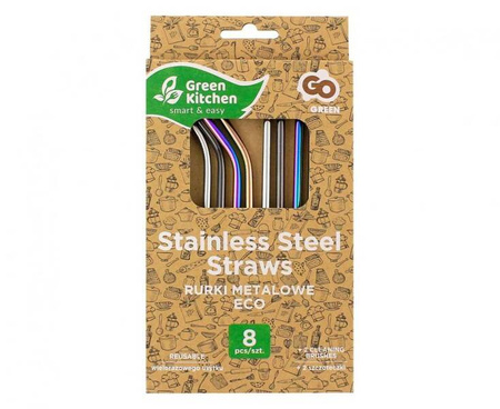 SŁOMKI METALOWE MIX KOLORÓW 8 SZT EKO