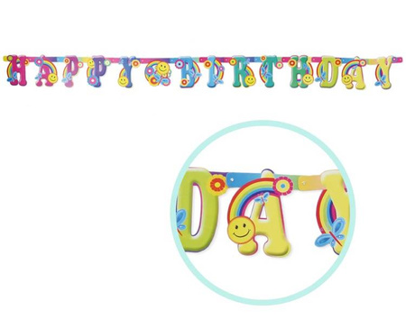 BANER HAPPY BIRTHDAY KOLOROWY 230X19 CM