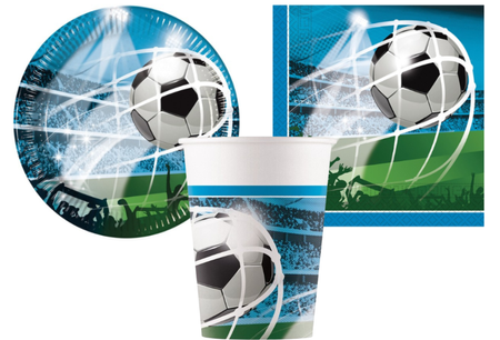 ZESTAW FOOTBALL: KUBECZKI + TALERZYKI + SERWETKI PIŁKA 