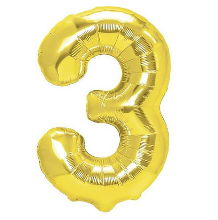 BALON FOLIOWY 70 CM CYFRA 3 ZŁOTY