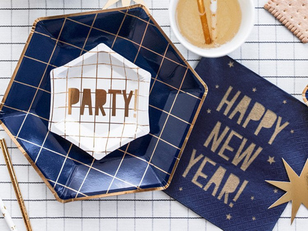 Talerzyki Let's Celebrate - Kratka, granatowy, 23cm (1 karton / 25 op.) (1 op. / 6 szt.)