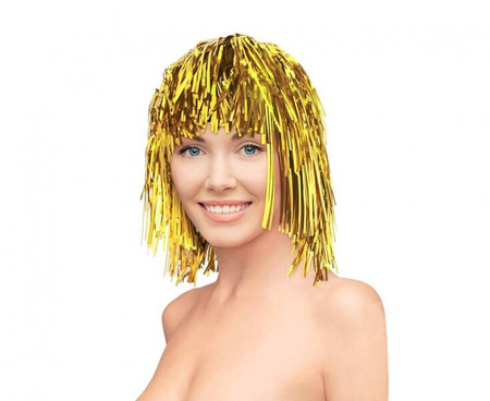 PERUKA LAMETA ŻÓŁTA ZŁOTA
