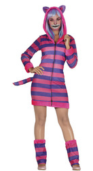 STRÓJ KOTA W FIOLETOWO-RÓŻOWE PASKI