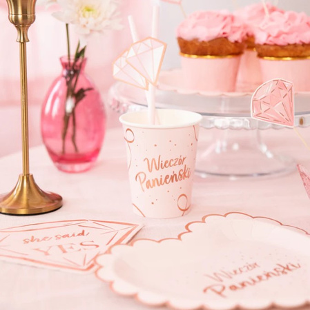 KUBECZKI WIECZÓR PANIEŃSKI RÓŻOWE ZŁOTO 6 SZT 220 ML