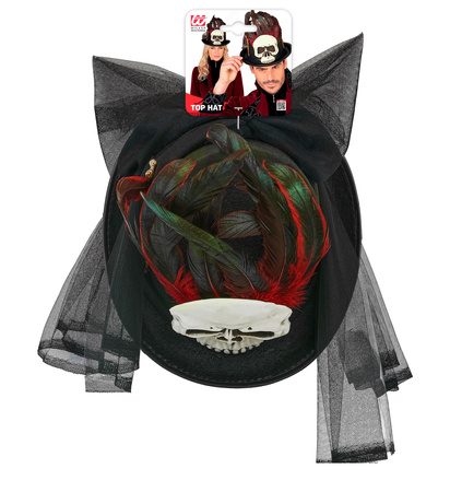 KAPELUSZ VOODOO CZASZKA KOŚCI PIÓRKA HALLOWEEN