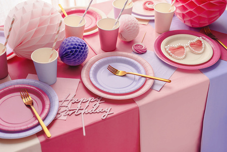 TALERZYKI PAPIEROWE CIEMNO RÓŻOWE 18 CM 6 SZT