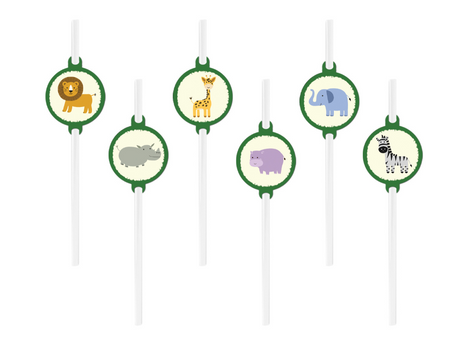 SŁOMKI PROSTE URODZINOWE SAFARI 6 SZT