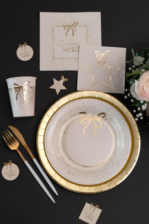 BIEŻNIK ŚWIĄTECZNY ZŁOTE GAŁĄZKI KOŚĆ SŁONIOWA KOKARDKA 27 X 250 CM