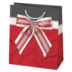 TORBA NA PREZENTY KOKARDA CZERWONY 19X23X10,5 CM