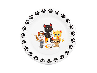 TALERZYKI PAPIEROWE KOTKI 18 CM 6 SZT.