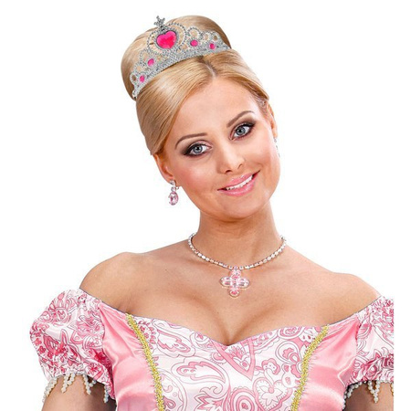 TIARA SREBRNA RÓŻOWE SERCE