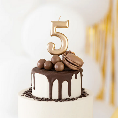 ŚWIECZKA URODZINOWA CYFRA 5 ZŁOTA 10 CM