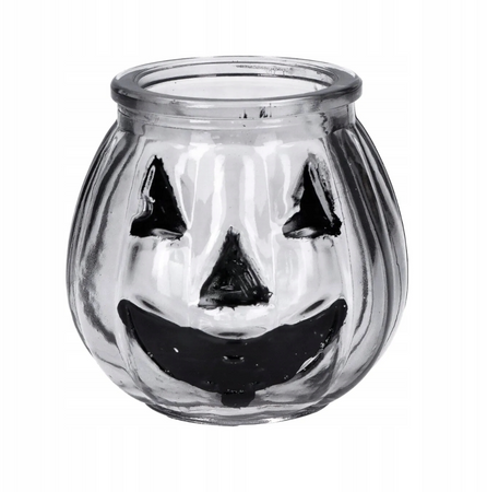 ŚWIECZNIK SZKLANY PRZEZROCZYSTY DYNIA 8 CM