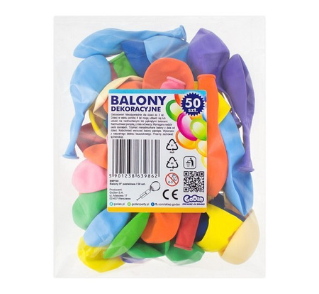 BALONY 23cm, MIX KOLORÓW 50 szt.