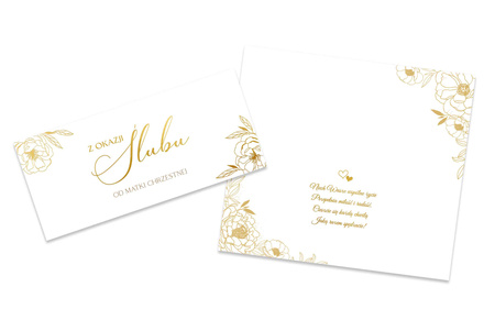 KOPERTA KARTKA MŁODEJ PARZE OD MATKI CHRZESTNEJ ZŁOTA
