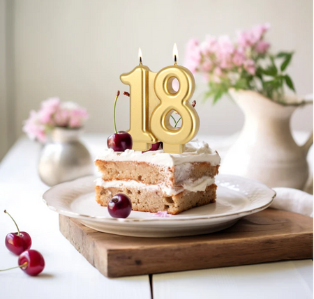 ŚWIECZKA URODZINOWA CYFRA 18 7,7 CM ZŁOTA 