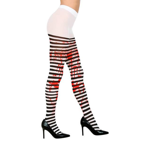 RAJSTOPY BIAŁO-CZARNE W PASKI I KREW             