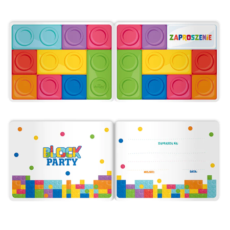 ZAPROSZENIA NA IMPREZĘ KLOCKI 6 SZTUK