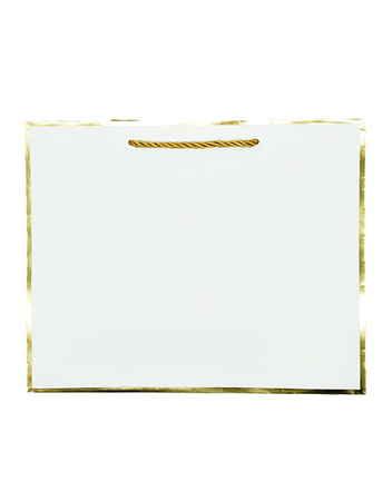 TOREBKA PAPIEROWA BIAŁA ZŁOTA LAMÓWKA 32 X 26 X10 CM