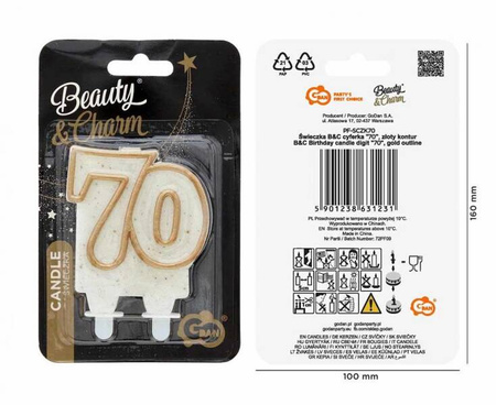 ŚWIECZKA URODZINOWA ZŁOTA 70