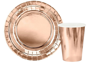 ZESTAW ROSE GOLD: TALERZYKI + KUBECZKI