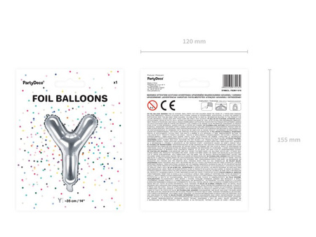 BALON FOLIOWY 35cm, LITERA Y SREBRNA